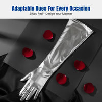 Sexy Patent Leather Gloves, Long Shiny Party Gloves, Cosplay Performance Accessory for Women