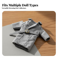 OB11 Doll Coat Long Design 1/12 Scale Doll Outerwear Belted Design Miniature Trench Coat for Hobbyists