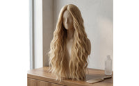 Breathable Cap 28 Inch Body Wave Hairpiece Adjustable Straps Heat Resistant Synthetic Hairpiece