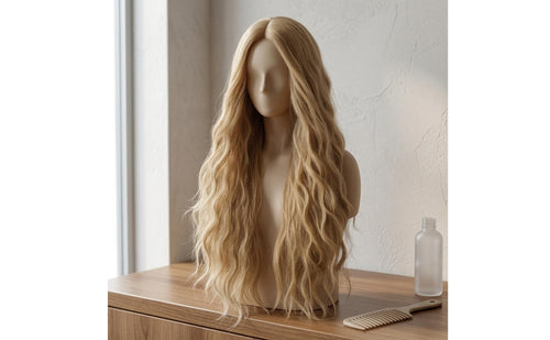 Breathable Cap 28 Inch Body Wave Hairpiece Adjustable Straps Heat Resistant Synthetic Hairpiece