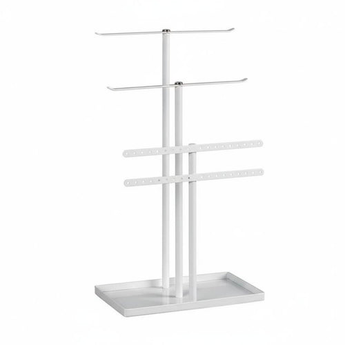 Crossbar Jewelry Tree Nordic Bar Jewelry Stand Necklace and Earring Holder Space Saving Necklace Holder with Tray for Women