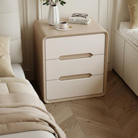 Rounded Corner End Table Scratch Resistant Tech Cloth Modern 2-Drawer Nightstand