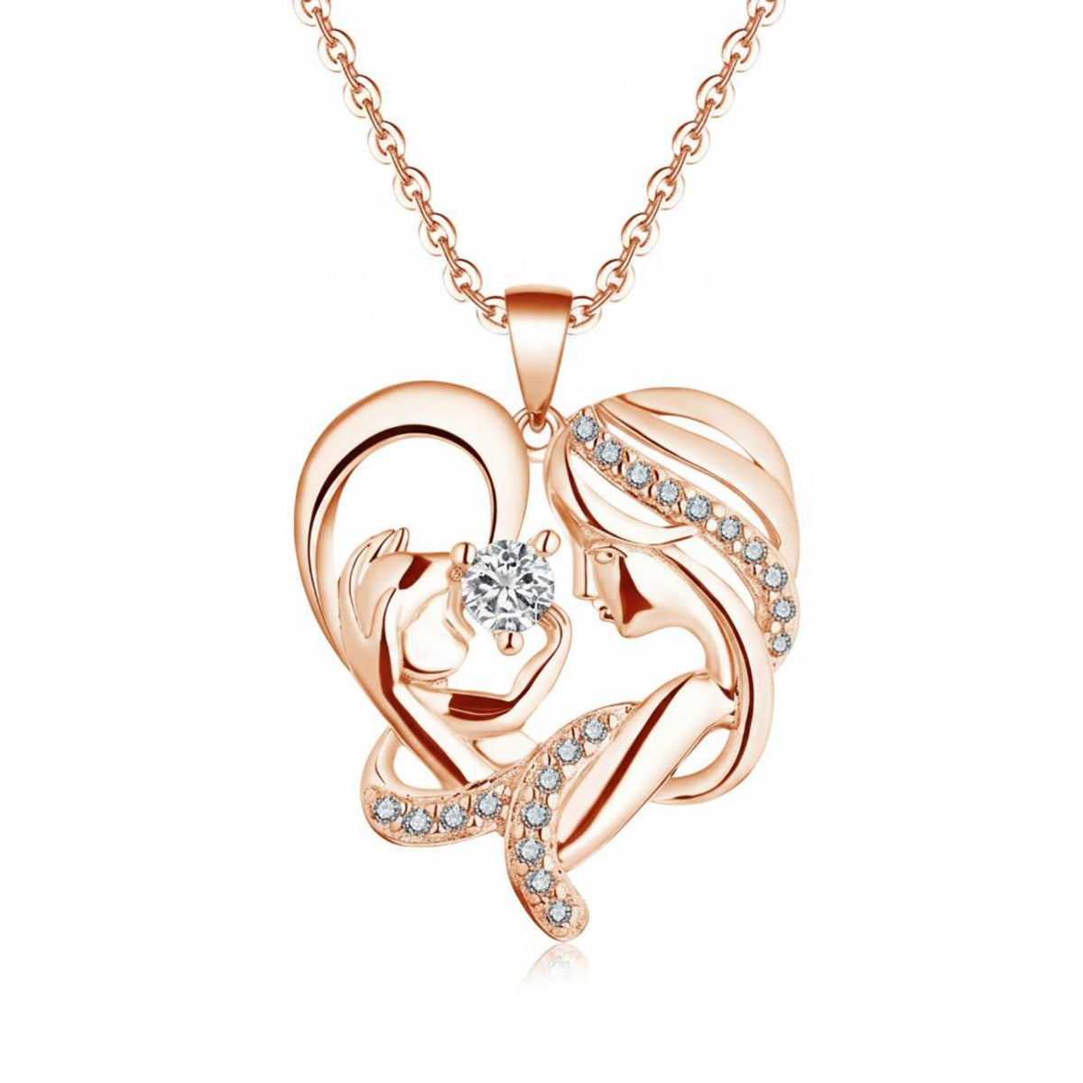 Mom and Baby Hug Necklace Micro-Inlay Zircon Fashion Jewelry for New Moms