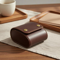 Vintage Watch Storage Box Soft Interior Lining Oval Watch Holder Individual Organizer Sturdy Protection Removable Pillows