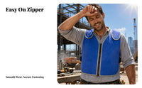 Front-Zipper Cooling Vest Front Opening Blue Sleeveless Cooling Vest