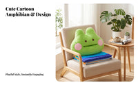 Rainbow Striped Frog Pillow Blanket Set Home Textile Cozy