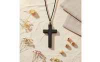 Wooden Cross Necklace Ethnic Design Rustic Wood Cross Charm Lightweight for Men