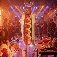 Printed Hot Dog Outfit Polyester Hooded Hot Dog Costume Lightweight Frankfurter Costume