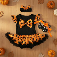 3 Pieces Flutter Sleeve Tutu Romper Skin-Friendly Material for Photoshoot