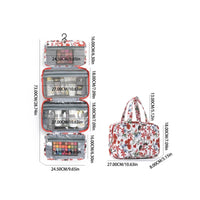 4 Fold Toiletry Organizer Floral Print Wet Dry Separation Bag Portable for Hotel