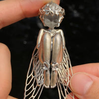 Silent Angel Necklace Delicate Filigree Wings Cicada Feather Angel Necklace