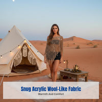 2025 Style Handmade Sparkle Knit Triangle Scarf, Tassel Off-Shoulder Cape for Holiday