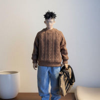 1/6 Scale Sweater Long-Lasting Material 1/6 Scale Figure Clothes Round Neck Doll Top Oversized Fit Miniature Knit Pullover