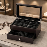 Watch Organizer Box Double Layer Wood Watch Box Drawer Storage