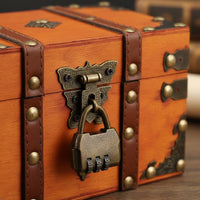 Chinese Retro Keepsake Box Multipurpose Wooden Jewelry Box with Lock Locking Wooden Treasure Chest Sturdy Wood Construction