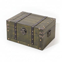 Vintage Wooden Chest with Lock Secure Wooden Storage Chest with Hinged Lid Classic Keepsake Box for Entryway