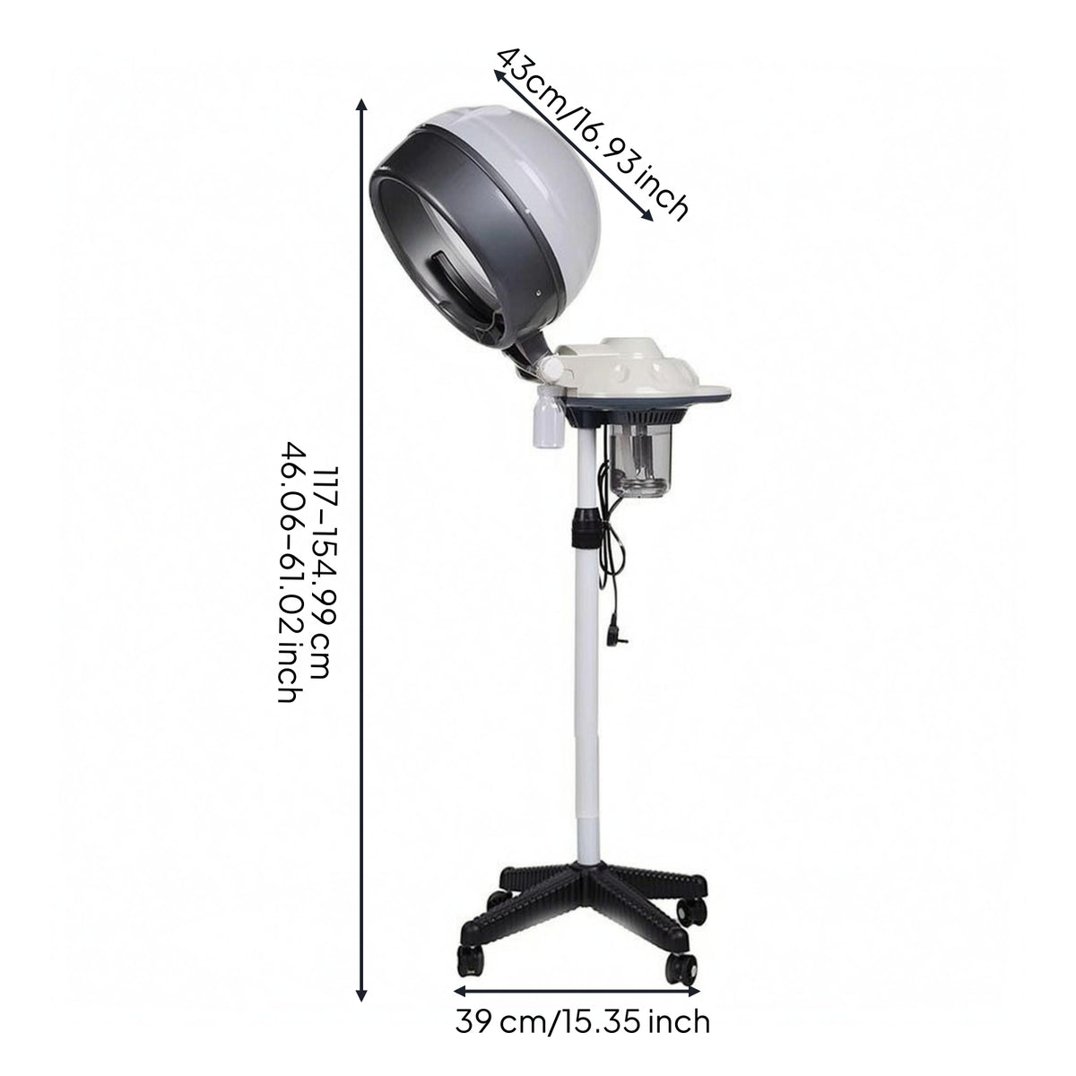 Vertical Hair Steamer Machine Height-Adjustable Vertical Hair Steamer Wheeled for Salon