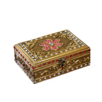 Carved Jewelry Box with Latch Handcrafted Look Wooden Jewelry Box with Mirror for Dresser, Bedside Table