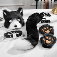 Paw Glove Face Covering Set Halloween Canine Tail Face Covering Set Cosplay Furry Animal Outfit Accessories for Women, Dress-up Party