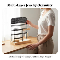 Jewelry Display Stand Modern Design Earring and Necklace Holder Earring Holder Rack with Tray Stable Base for Dressing Table