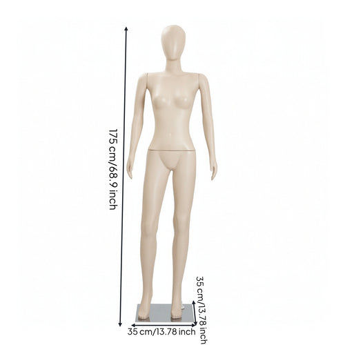 Flat-Shoulder Female Display Mannequin Slim Female Mannequin Standing Commercial-Grade for Boutiques, Visual Merchandisers, Fashion Designers, Shop Window, Clothing Store