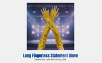 Beaded Reflective Long Fingerless Gloves, Polyester, Halloween, Cosplay, Stage, Nightclub