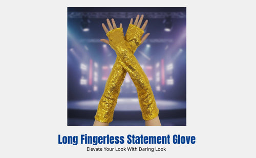 Beaded Reflective Long Fingerless Gloves, Polyester, Halloween, Cosplay, Stage, Nightclub