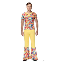 Hippie Bell-Bottom Set Groovy Patterns 70s Outfit Psychedelic Print for Teens