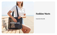 Lightweight Mesh Tote Bag Sturdy Large Capacity Beach Bag Comfortable Straps for Shoppers, Students, Daily Use, Travel, Picnic