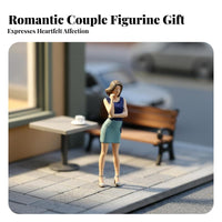 2 Pieces 1:64 Scale Couple Figurine Creative Gift 1:64 Miniature Scale People Figure Miniature Man and Female Model Collectible