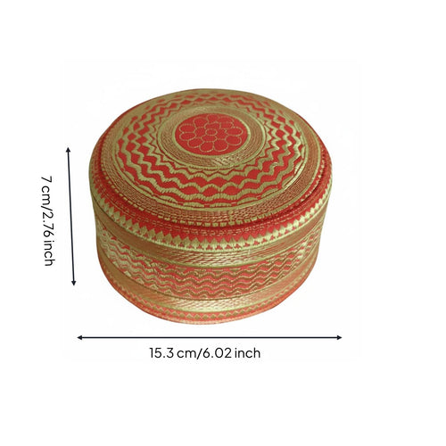 Chinese Prayer Hat, Red Gold Embroidery, Unisex