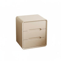 Rounded Corner End Table Scratch Resistant Tech Cloth Modern 2-Drawer Nightstand