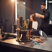 Salon Hair Tool Rack Stable Support Round Tray Tool Holder Space-Saving