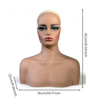 Mannequin Head with Shoulders Matte Jewelry Display Stand Sculpted for Jewelers