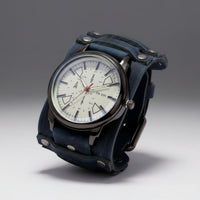Retro Leather Wristwatch Vintage Inspired Wide Leather Cuff Watch for Concerts
