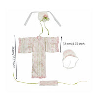 Doll Kimono Outfit Wide Sleeves Floral Doll Kimono Ruffled Waist Toy Clothing