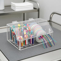 Acrylic Oral Storage Holder Hinged Lid Orthodontic Chain Box Clear