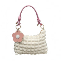Puffer Shoulder Bag Knotted Strap Moon-Shaped Hobo Bag Textured for Casual Wear