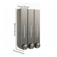 Three Chamber Soap Dispenser Silvery Finish Bathroom Supply Refillable