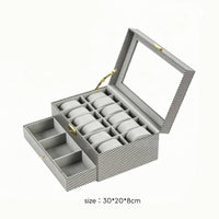 Watch and Jewelry Case Golden-Hued Clasp Jewelry Display Box Striped Exterior