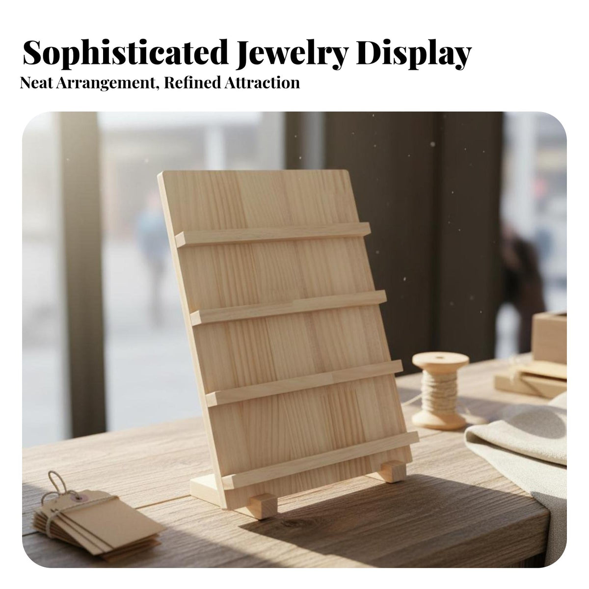 Earring Card Holder Stand Large Capacity Wooden Jewelry Display Rack