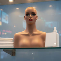 Female Mannequin Head with Shoulders PVC Material Synthetic Hair Mannequin Life-Size Torso-Size Female Hairpiece Head Bust for Training