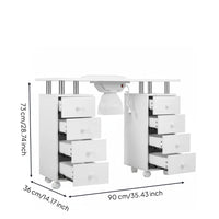 Manicure Table with Drawer and Cabinet Storage Space Manicure Desk LED Lamp Arm