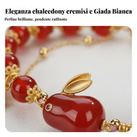 Red Agate Rabbit Bracelet Adjustable Size Double Layer Jade Bunny Bracelet