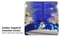 Rhinestone Accent Ostrich Feather Hairband Stretchy Feather Headband Elastic Band for Adults, Women, Dance Performance, Parties, Festivals