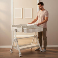 Multi-Functional Mobile Baby Changing Station Silent Casters Adjustable Height Changing Table Formaldehyde-Safe for Newborns, Infants