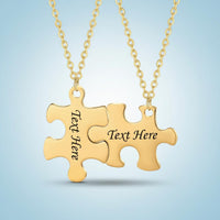 2 Pieces Interlocking Piece Necklace Engraved Interlocking Piece Charm Necklace