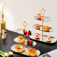3 Tier Dessert Stand Metal Frame Stainless Steel Dessert Tray Easy to Clean
