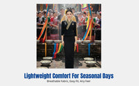 Dai Costume, Women's Lightweight Breathable Water-Splashing Dress, Black Skirt, Summer, Work, Daily Wear