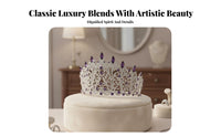 Baroque Pageant Crown Luxury Design Bridal Crystal Tiara Crystal Bead Full Crown Elegant Modeling Contest Tiara Sparkling